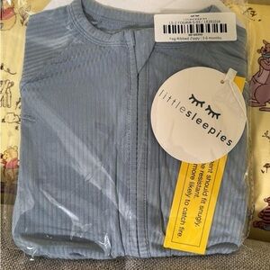 Little Sleepies Fog Ribbed Zippy One-Piece Footie - Light Blue / NWT